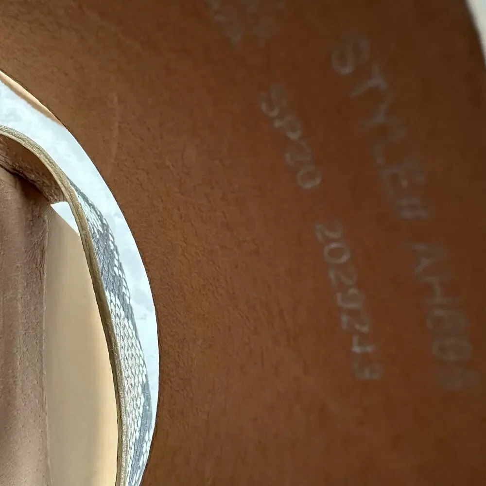 Madewell Shoes Womens 9 Kiera Mule Sandal Snake Embossed Leather Chunky Heel - Picture 10 of 11